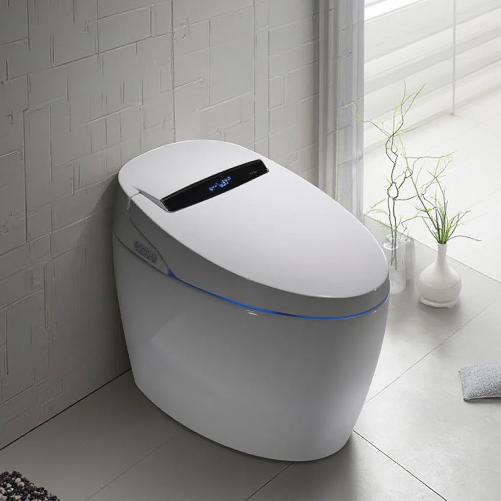 HKZX High Quality Automatic Self Cleaning Ceramic Smart Toilet with Remote Control and S-trap Drainage Bidet