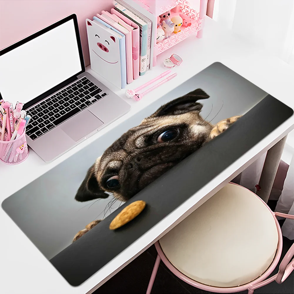 Cute Pug Dog 90x40cm Big Keyboard Mat Table Mat Students Gamer Desktop Mousepad Gaming Mouse Pad For PC Mouse Carpet
