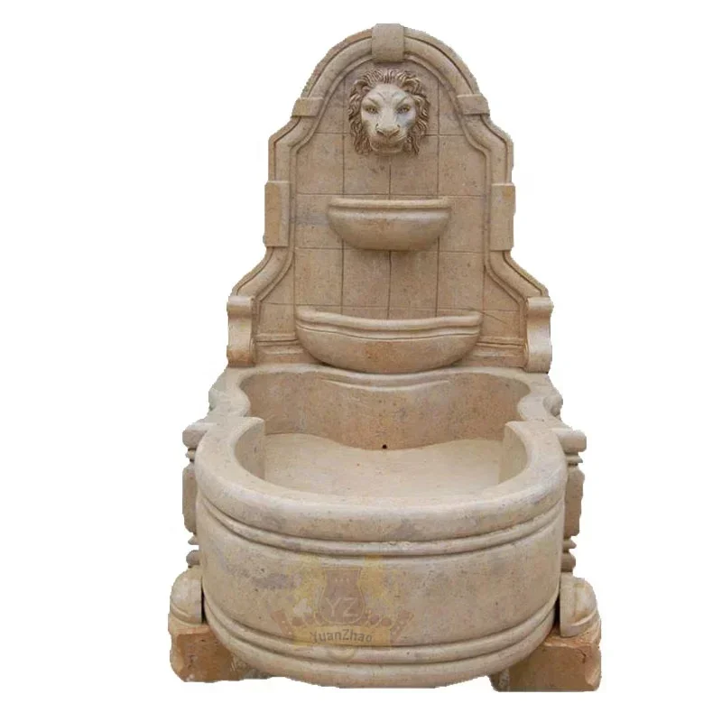 Garden Stone Craft Waterfall Fountain Antique Marble Stone Wall Water Fountain