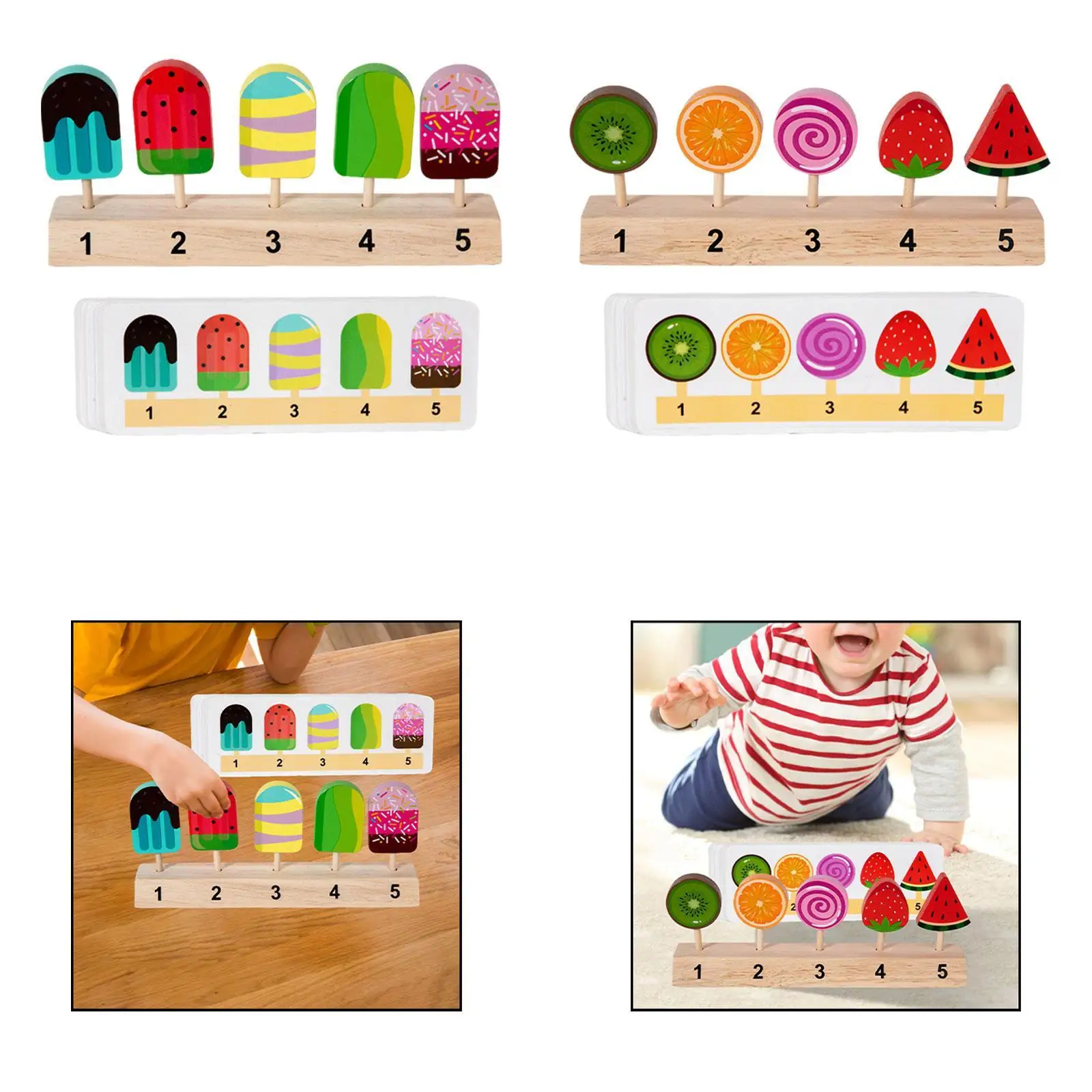 Wooden Ice Cream Playset for Children with Kitchen Accessories and Simulation Toys