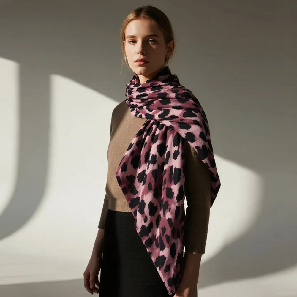 USPOP Neuer Schal mit Leopardenmuster für Damen, modischer Schal für Herbst und Winter, 180 cm lang, vielseitiger Pashmina