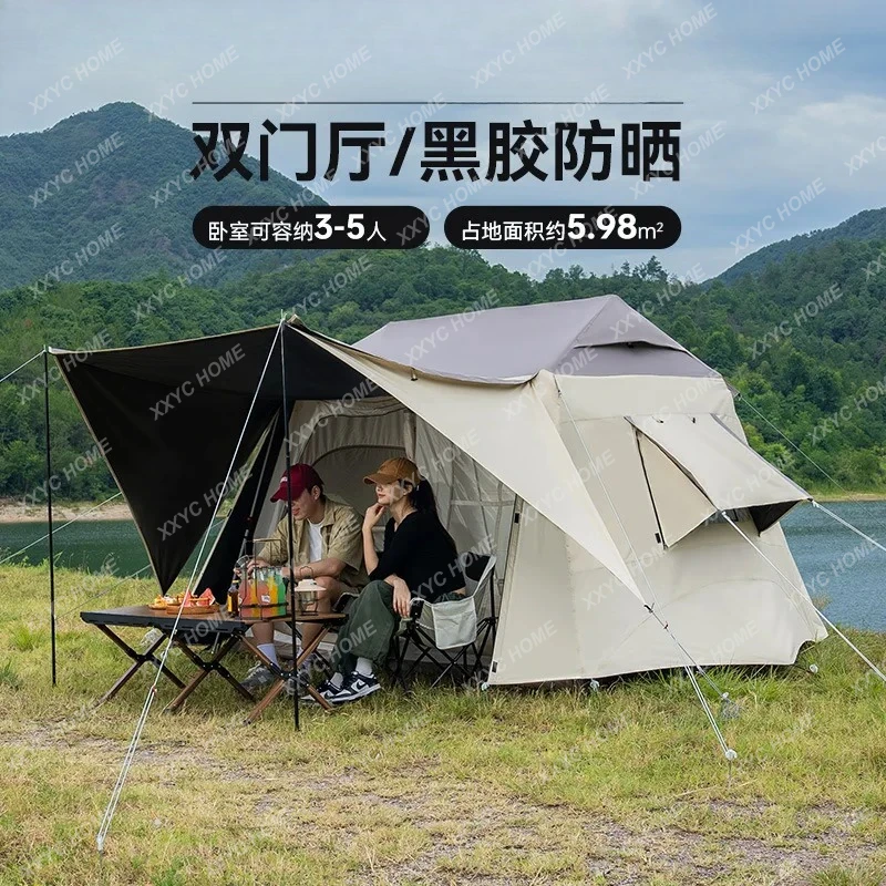 Outdoor tent 3-5 people rain and sun protection foldable portable camping, comfortable self-driving camping automatic tent