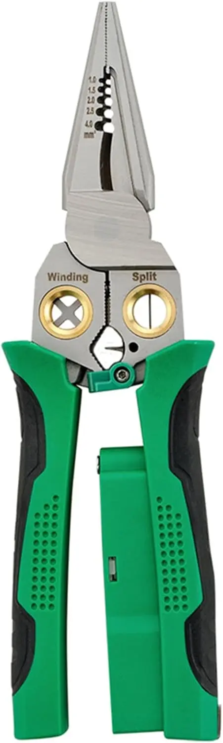 

8 in 1 Wire Stripper Twister, Electric Wire Stripper, Voltage Tester Pliers, Electrician's Pliers for Cutting and Pulling (Green)