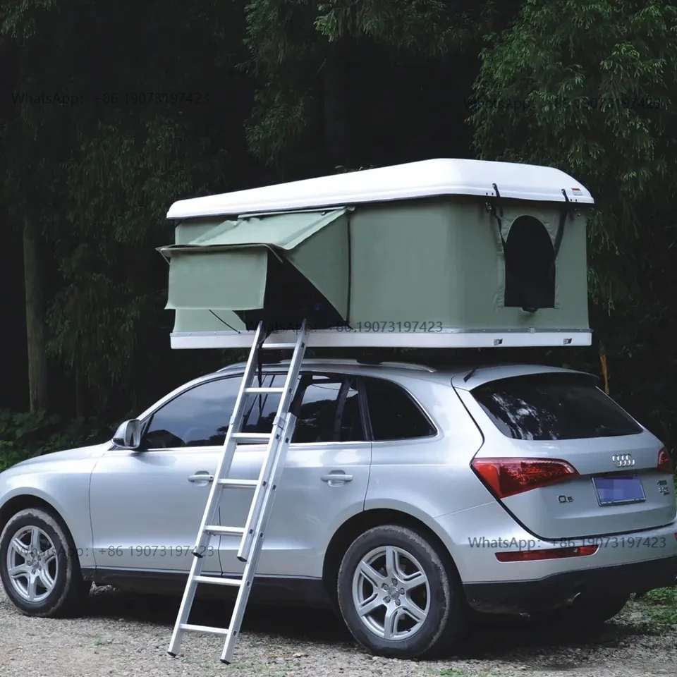 Outdoor Off-Road Folding 3-4 Person Car Camping Trailer Aluminum 4x4 Roof Tent Hard Shell Roof Tent with Solar Panels