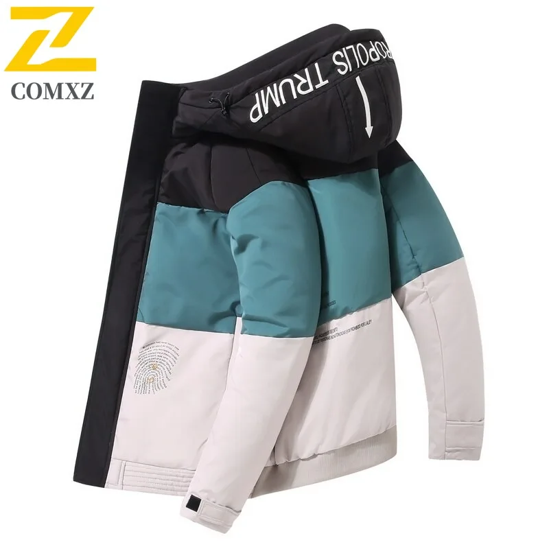 COMXZ الرجال سترة منفوخة موضة الطباعة تزلج الشارع يندبروف الدافئة السفر القطن وسادة مبطنة عادية الثلوج مبطن جاكيتات 2025 #4