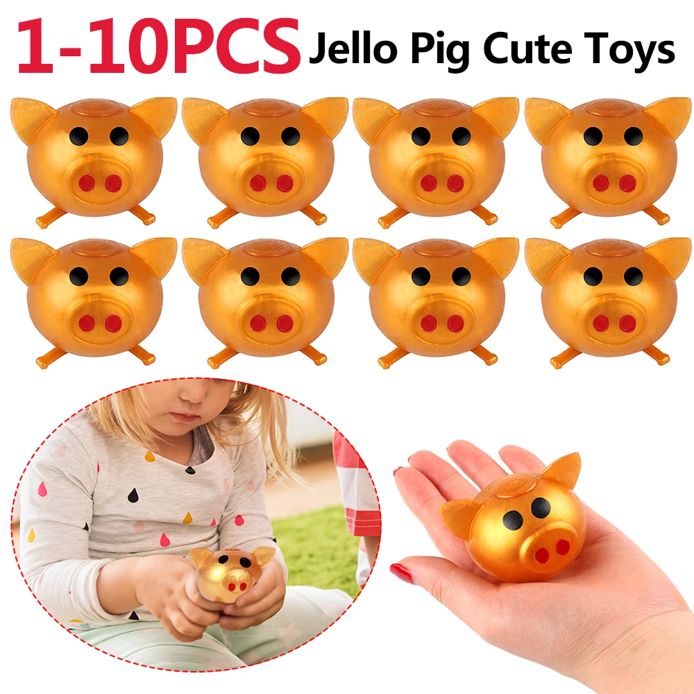 1-10PC Jello Pig Cute Toys Anti Stress Squishy Squeeze Pig Children Gift Kawaii Golden Pig Toy Creative Design for Sdudents Kids