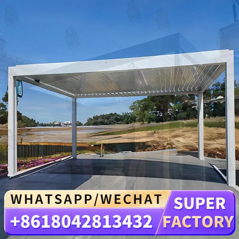 

Motorized Aluminum Waterproof Louver Roof Gazebo for Garden Patio Outdoor Scenes Bioclimatic Cover Outdoor Shelter Louver Pergol