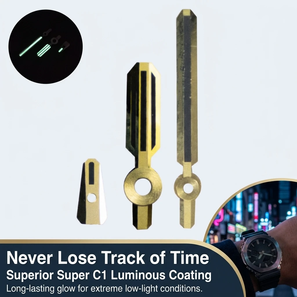 Super C1 Japan Luminous Metal Watch Pointers for Casio GA2100 GM2100 Watch Hands Offshore Style Watch Refit Parts