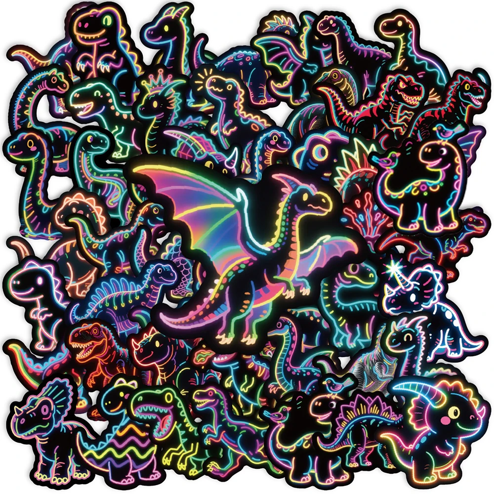 10/30/56pcs Funny Cute Neon Dinosaur Graffiti Stickers Aesthetic Animal Cartoon Decals DIY Guitar Stationery Waterproof Sticker