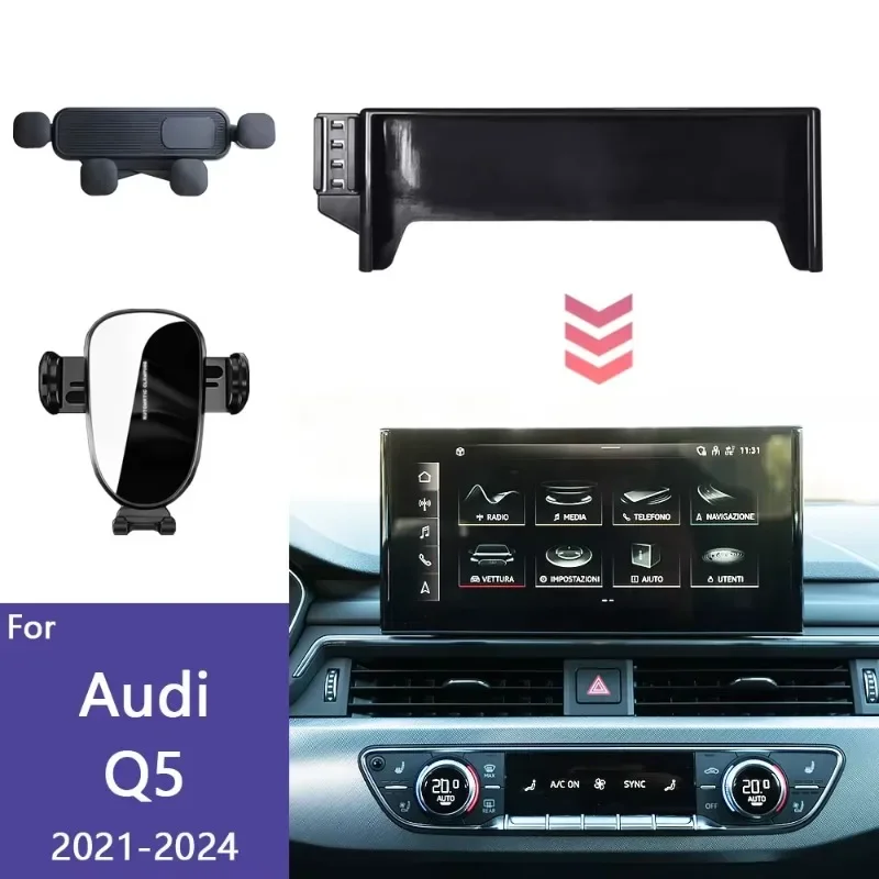 

Car Phone Holder Screen For Audi Q5 SQ5 80A 2021 2022 2023 2024 Mobile Phone Wireless Charging Mount Car Accessories