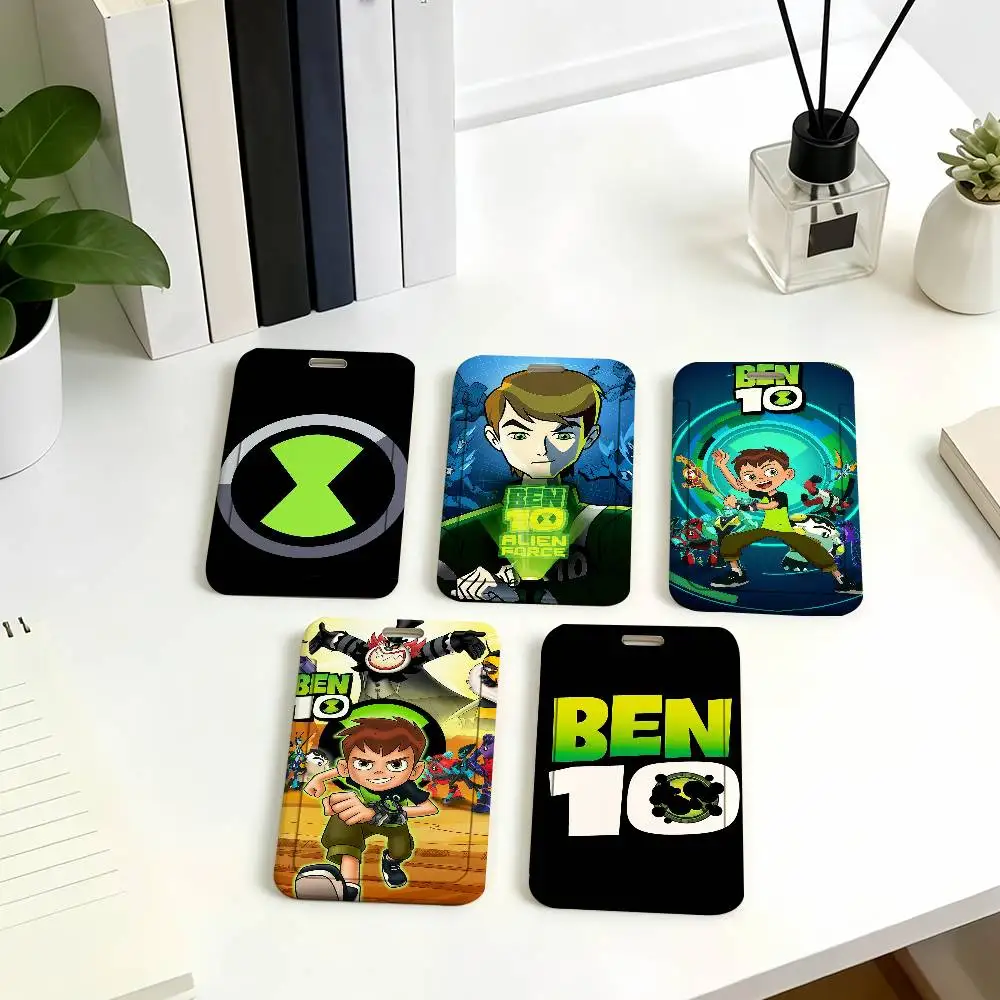 Cartoon B-Ben 10 Badge Card Holder Student ID Case Daily Use Subway Commute Work Cover Office School Bus Protector