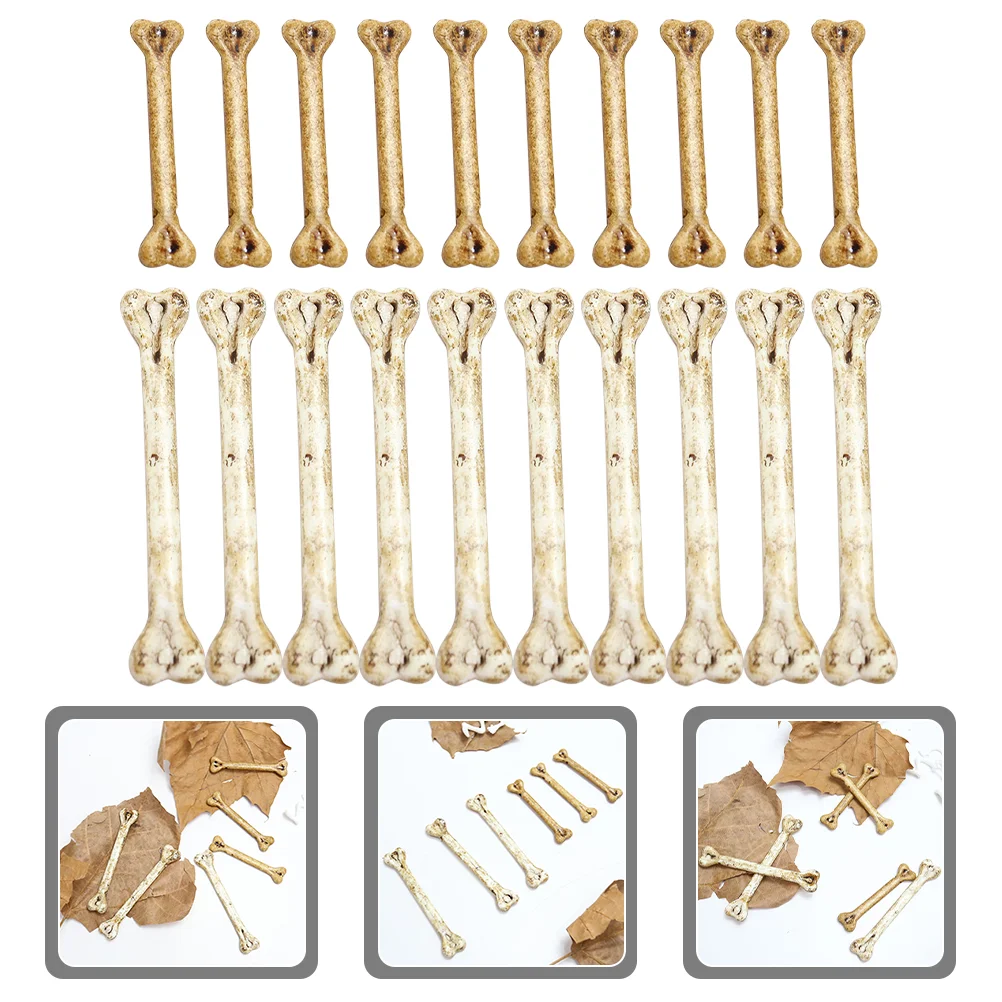 

20 Pcs Fake Bone Human Model Artificial Decor Toy Decorate Plastic Props DIY Bones Charms Tabletop Halloween Spiderweb