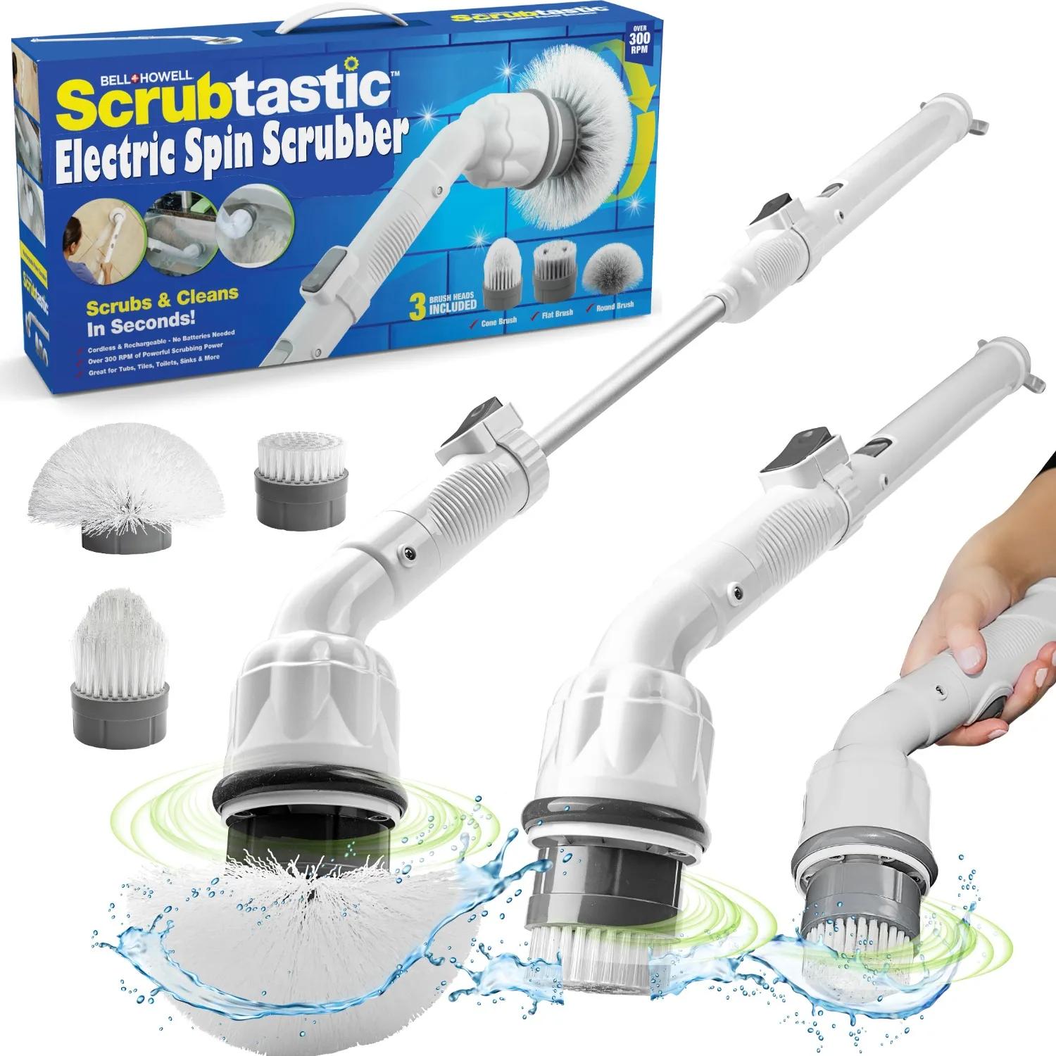 

Electric Cleaning Brush Multi-Purpose Surface Scrubber and Cleaner, 1 Pack & 3 Brush Heads