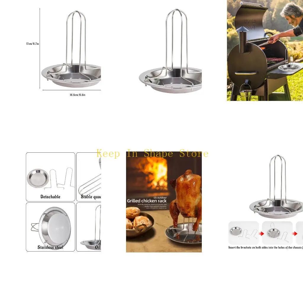 U1JC Folding Beer Can Vertical Roaster Chicken Holder Vertical Roaster Chicken Holder