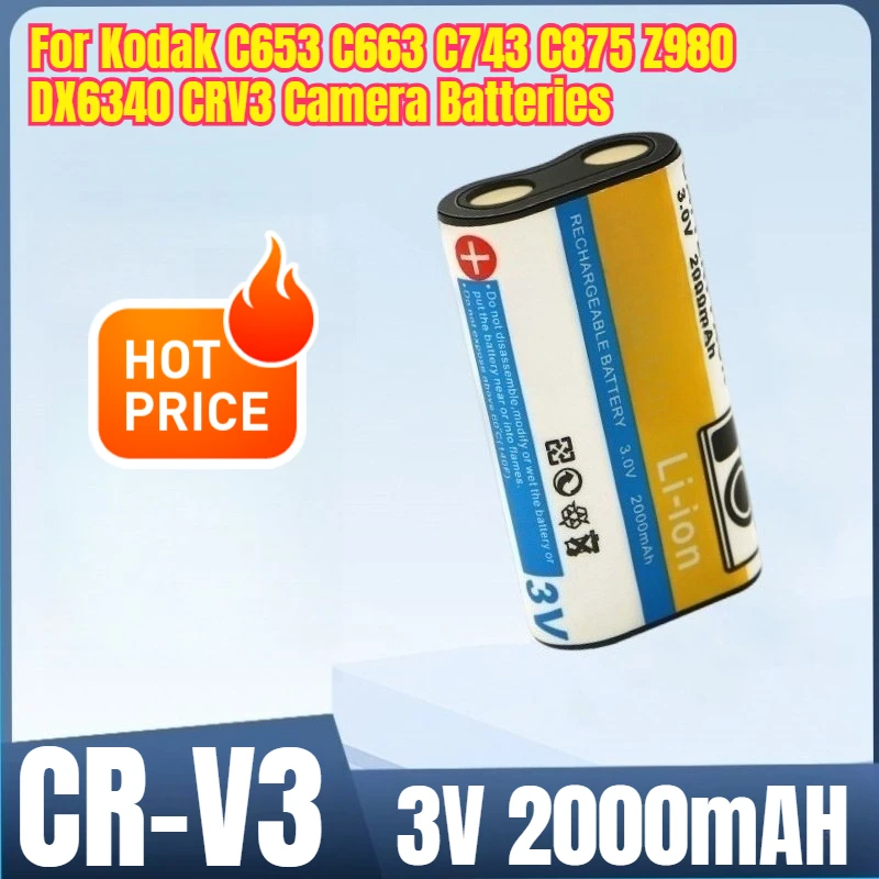 

3V 2000mAH CR-V3 for Kodak C653 C663 C743 C875 Z980 DX6340 CRV3 Camera Batteries