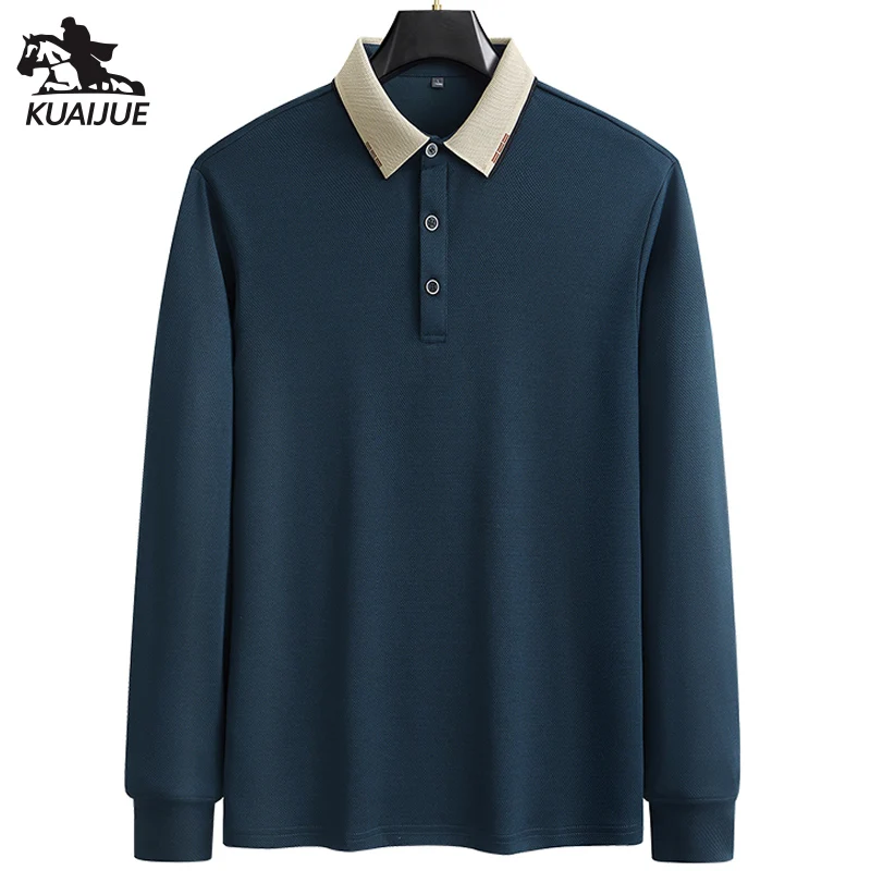 polo shirt men M-7XL 8XL 9XL autumn new Men's Long sleeve polo shirt Solid color Middle age business casual mens polo shirt A92