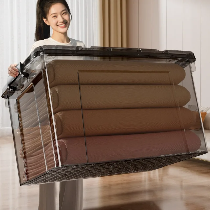 Transparent Storage Box Large Capacity Thickened Clothes Storage Case Portable Tote Large Capacity Storage Box Storage Box