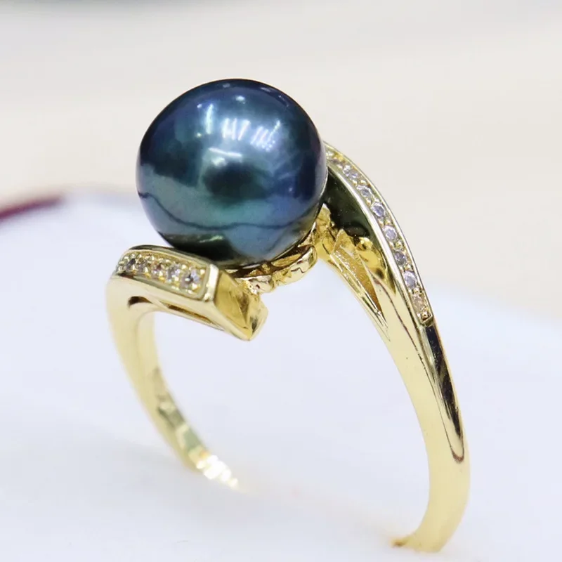 

Freshwater Cultured Pearl Ring Round Slightly Flawed Pearlescent Light Goodwomen's Fashion Versatile Ring Adjustable Ring