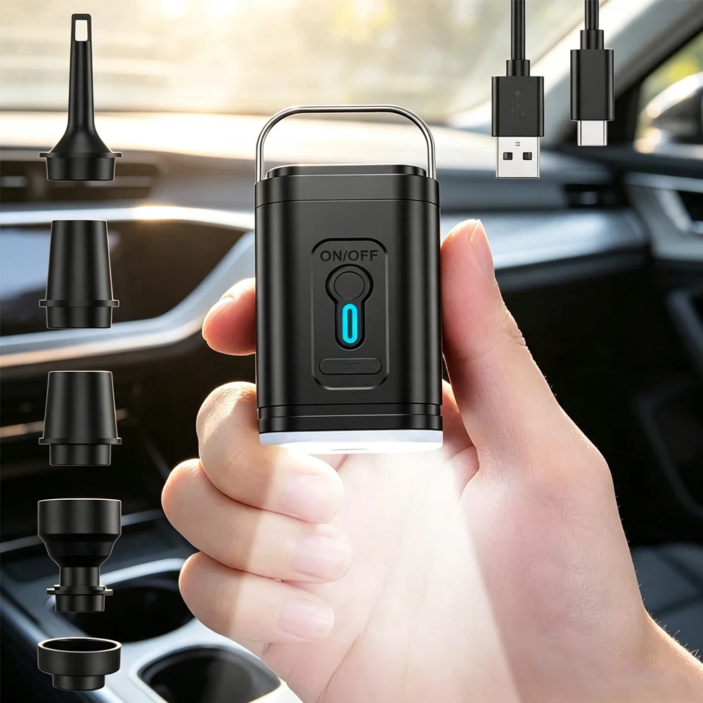 Mini /Portable Air Pump 1200mAh* USB Rechargeable Wireless Inflator Deflator for Camping Mattress Pool Float Boat Fast Inflation