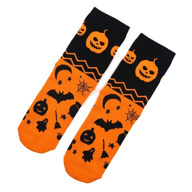 Calcetines largos atléticos para hombre y mujer, medias divertidas de bruja fantasma, calabaza amarilla, otoño e invierno, regalo de Halloween, 4 pares