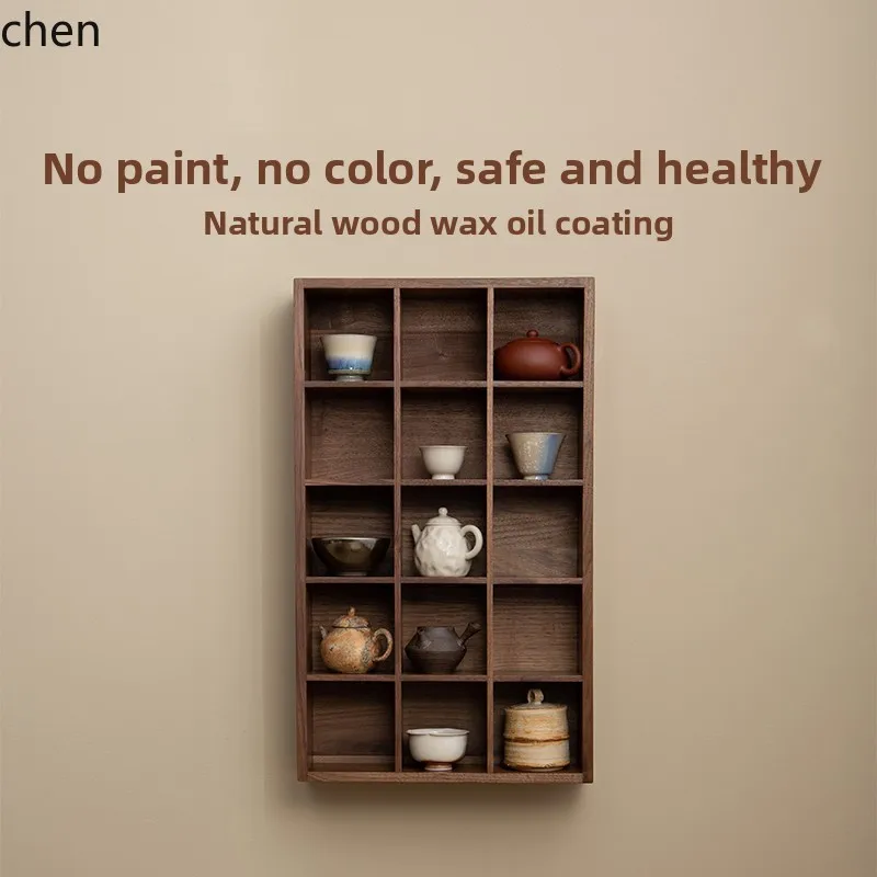 

HXL Black Walnut Duobao Pavilion Shelf Wall Mounted Bogu Shelf