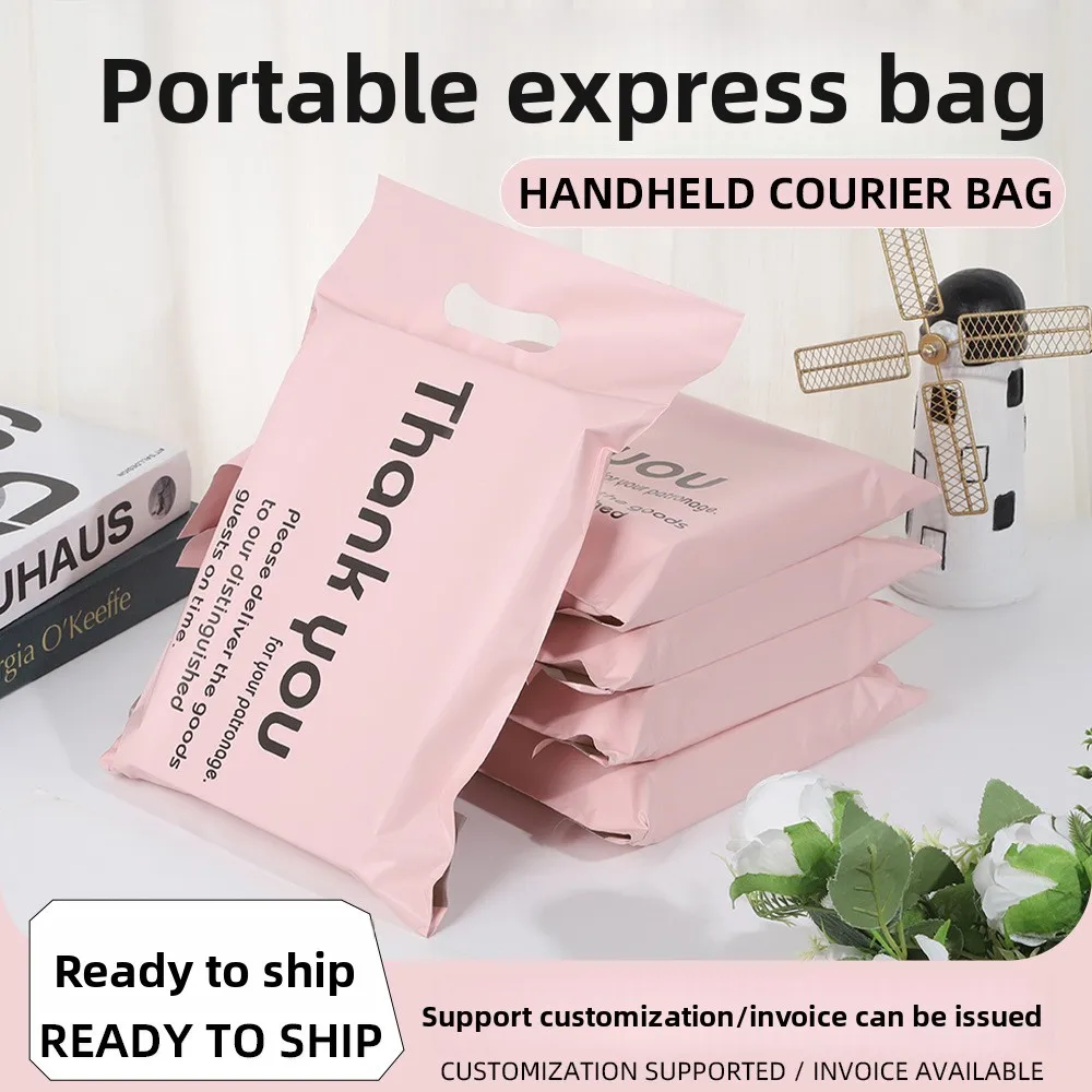 thickened-waterproof-pink-courier-bag-with-letter-print-and-handle-–-suitable-for-shipping-50-garments-dropshipping-supported