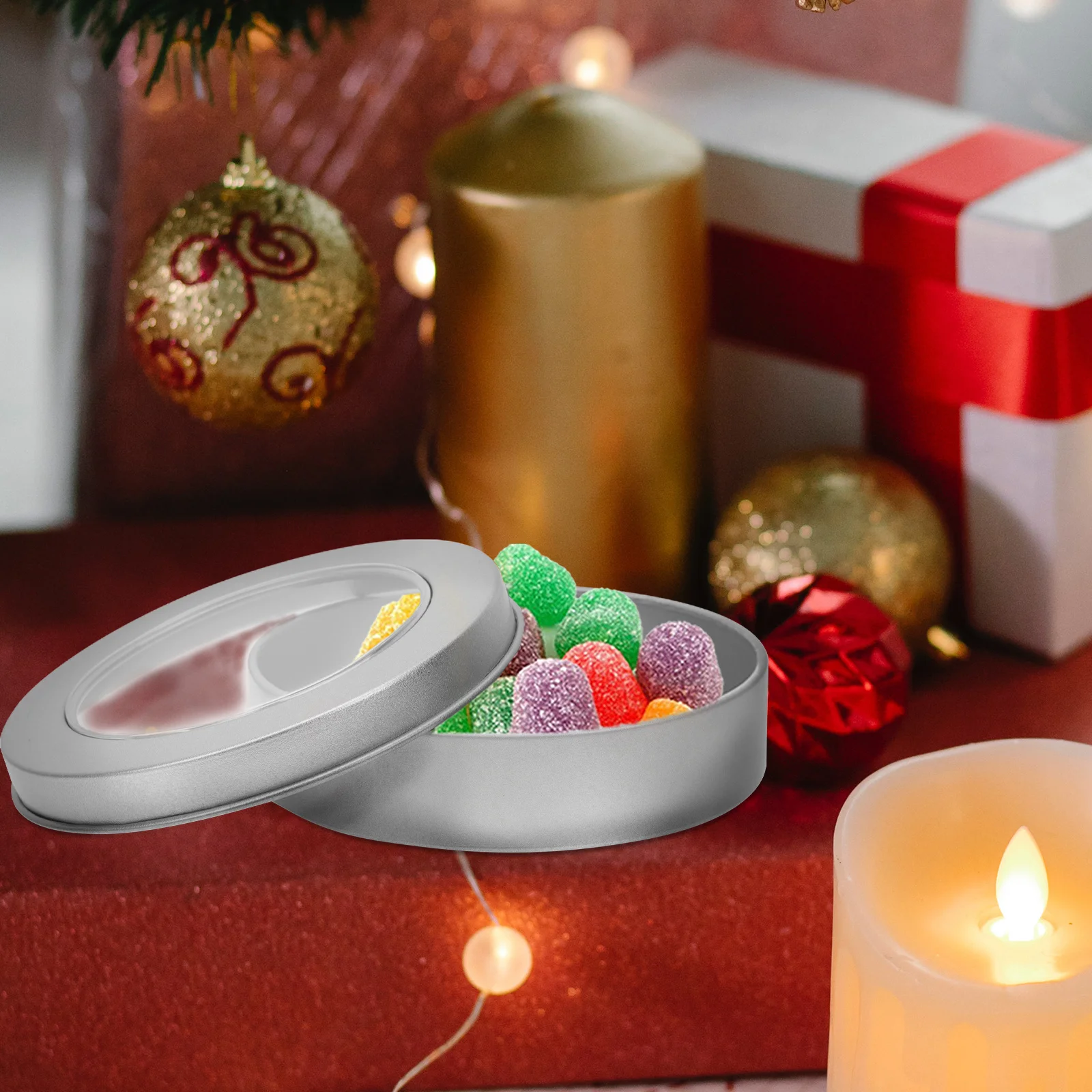 

10pcs Round Container Tinplate Candy Cake Box Sealed Storage For Candy Cookie Decorative Storage Can Jewelry Sundries Case