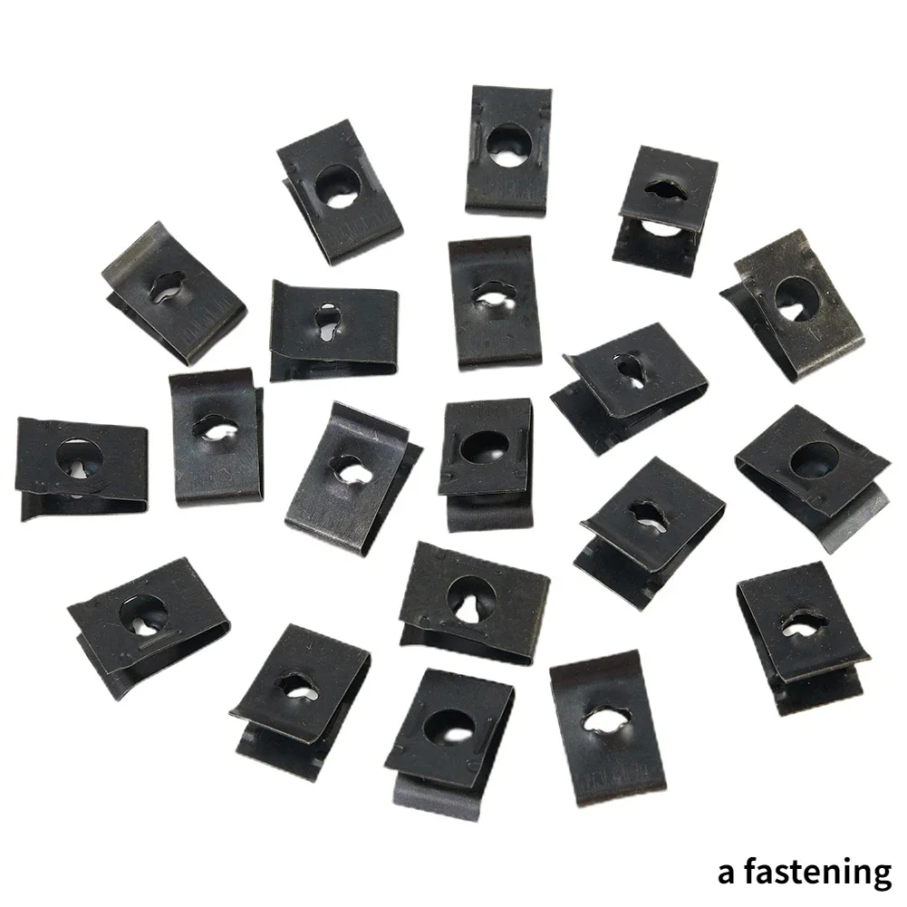 20Pcs Metal U-Type Clips for Car Bumper Fender Trim Panel Fastener Leaf Board Fastener Grommet Screw Clips Gasket