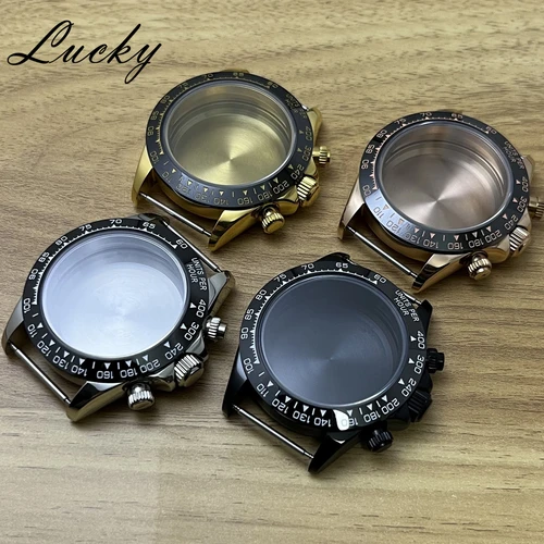 Imagen 2 del producto Caja de reloj de cristal de zafiro con cronógrafo de cuarzo Daytona VK63 de 40mm, bisel de cerámica, resistente al agua, compatible con accesorio de movimiento VK63 VK64