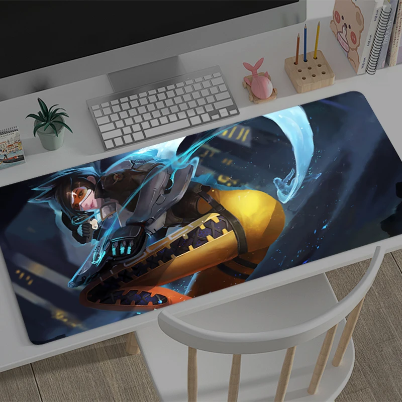 Gaming Mousepad O-overwatch Tracer Anime Mouse Mat Office Gamer Computer Mouse Pad HD Print Big Desk Mat PC Anime game Mousepad