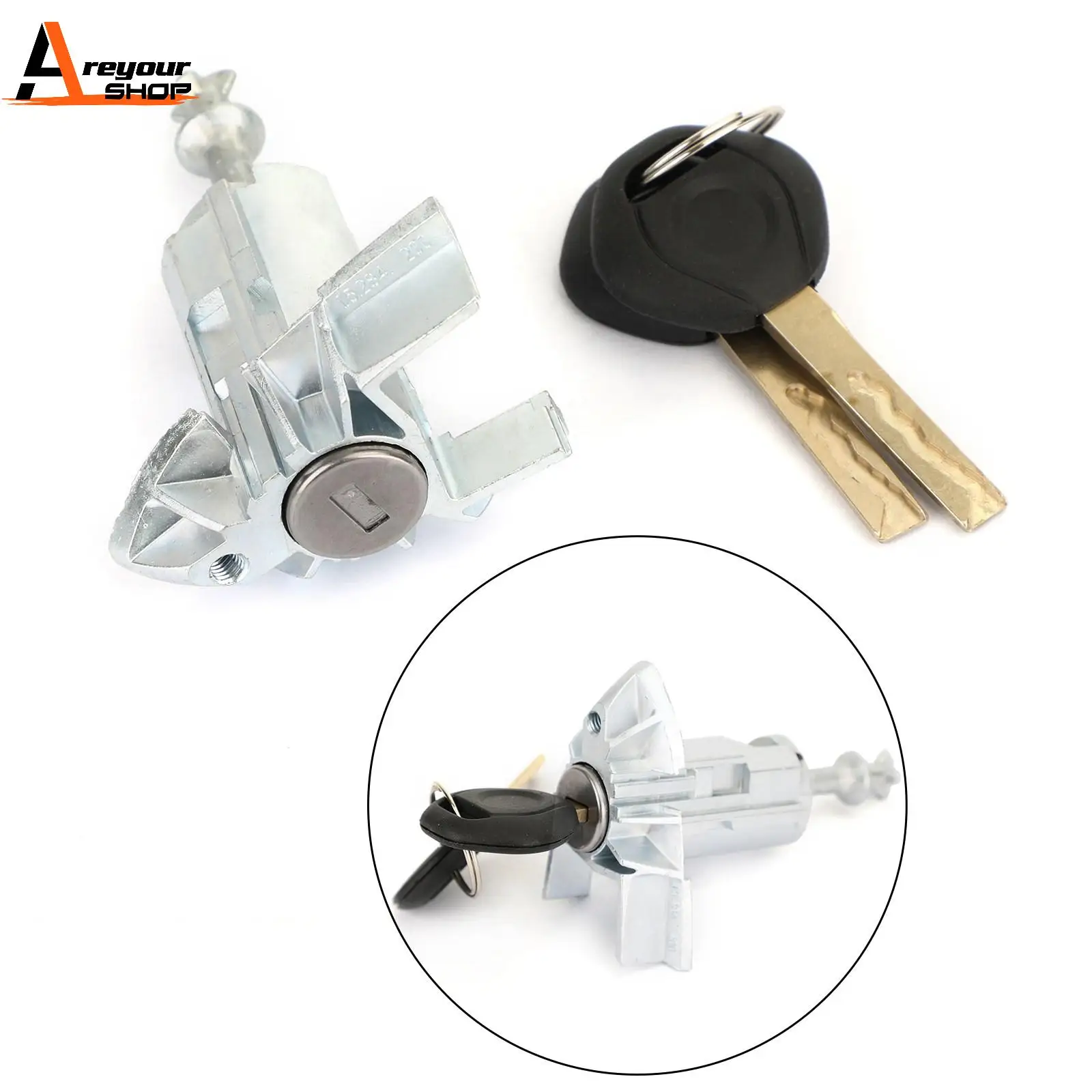 Areyourshop LEFT DRIVER DOOR LOCK CYLINDER BARREL ASSEMBLY w/ 2 KEYS for BMW X5 E53 2000-2006 51217035421 Car Accessories Parts