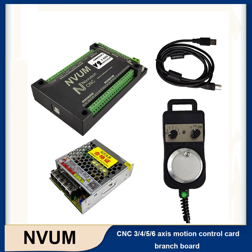 

CNC controller NVUM 3/4/5/6axis mach3 control card Ethernet interface+ 4/6axis Pendant Handwheel MPG without Emergency Stop+ 75w