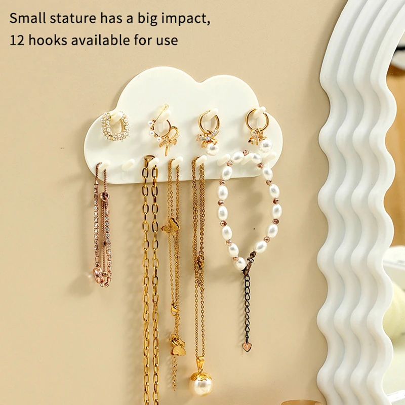 

Wall Mounted Jewelry Organizer Jewelry Hooks No Punching Rings Earrings Necklaces Hanging Racks For Women'S Jewelry Storage