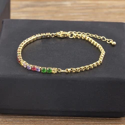 Nidin New Arrival Adjustable Tennis Bracelets for Women Shiny Zircon Crystal Bangle Girls Chain Jewelry Fine Party Birthday Gift