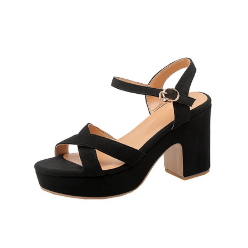 Big size Oversize Large size Round toe Thick Heel platform shoes womens shoes with design Fashion sandals with heels