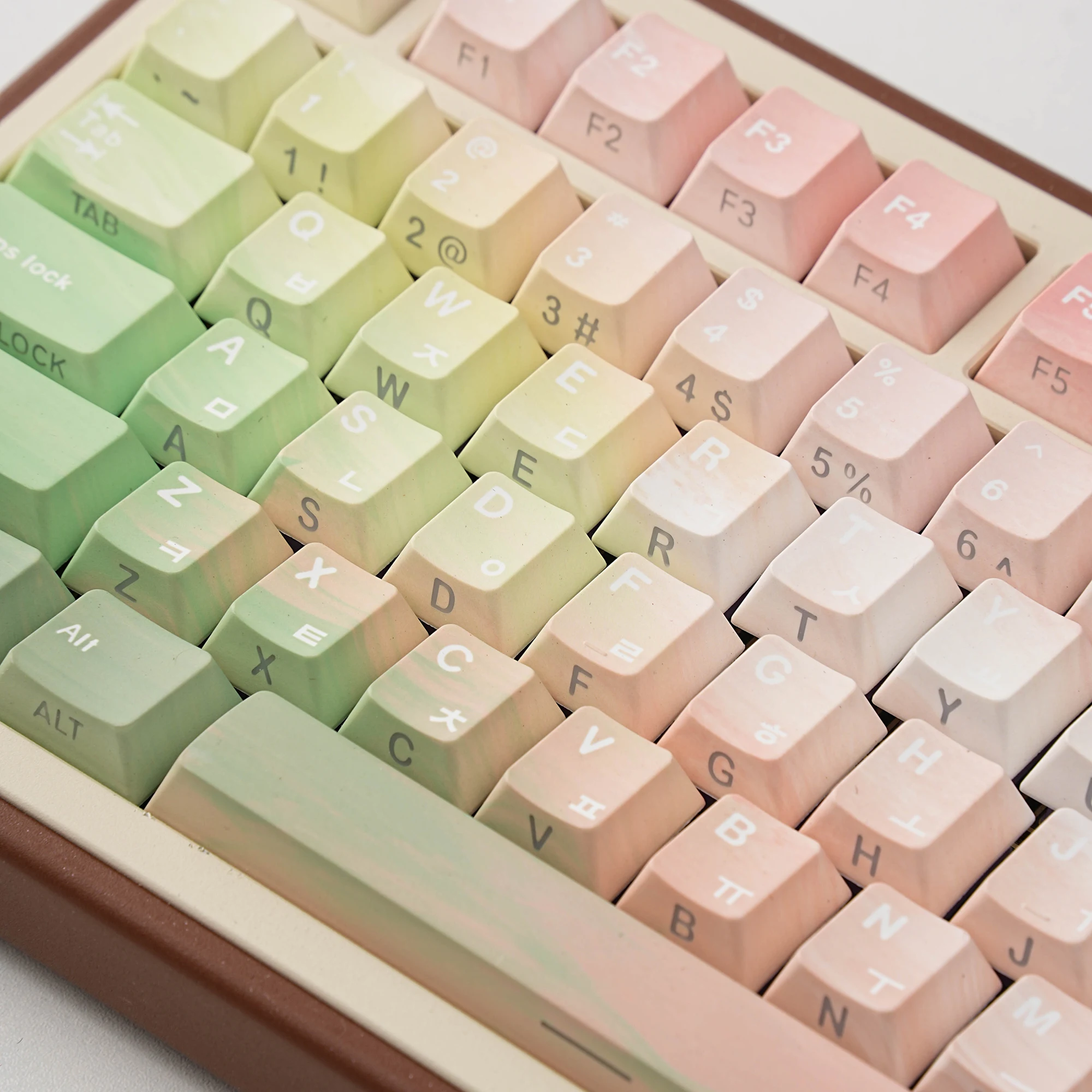 

Fresh Pink Gradient PBT Keycaps Korean French Russian Side Backlit Keycap Cherry Profile For Mx Switch Mechanical Keyboard DE ES