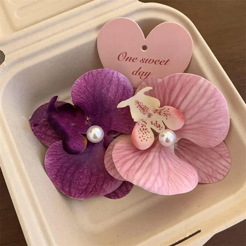 Cloth Flower Hair Clip Butterfly Orchid Pearl Orchid Flower Hairpin Korean Style Female Hair Accessories Girl Hair Clip Girl