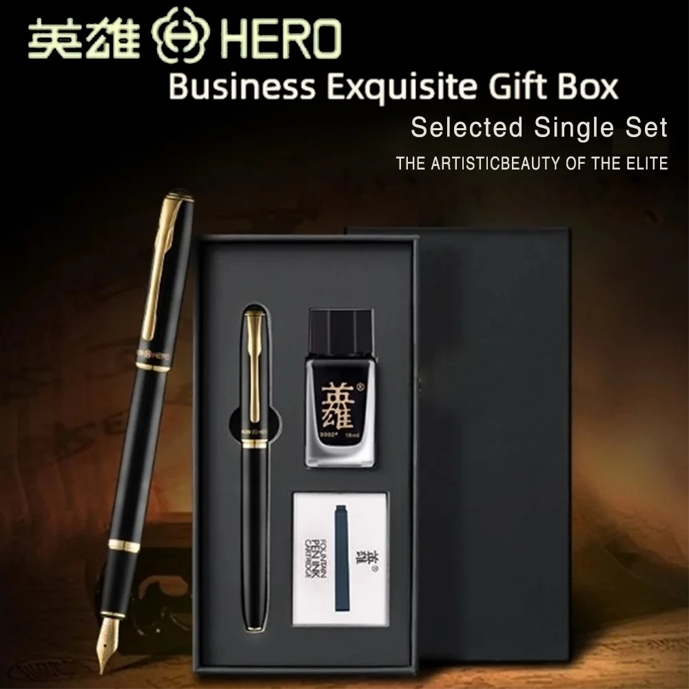 

HERO Pen E522 Iridium Nib Vintage Spiral Textured Fountain Pen Brushed Metal Fountain Pen for Premium Business