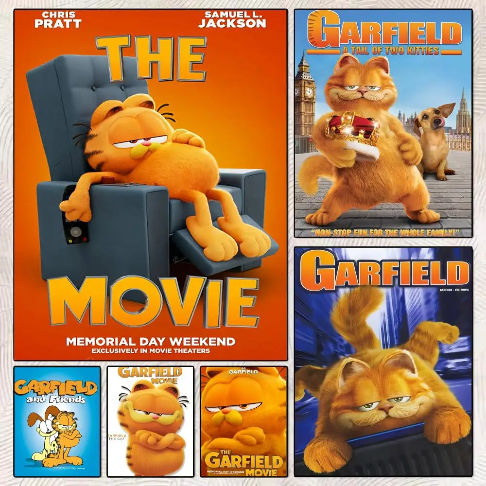 Cartoon Garfield Painting Calligraphy Stylish Wall Art Poster, Bedroom Living Room Home Decor Gift