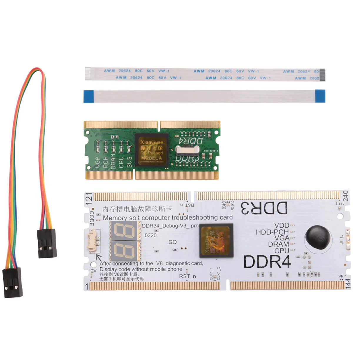 Ranura de memoria de la placa base del ordenador portátil/de escritorio, Analizador de diagnóstico DDR3/DDR4, tarjeta de prueba, Notebook para reparación DDR3/4