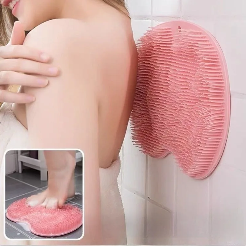 

Exfoliating Shower Massage Mat Non-Slip Bath Scrub Pad Foot Wash Pad Bathroom Wall Mounted Mat Rub Back Sucker Brushes Pad