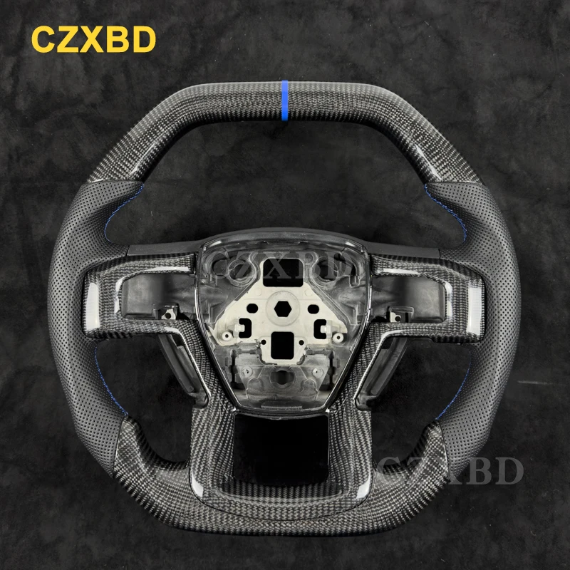 

For Ford Raptor F150 F250 F350 2017 2018 2019 2020 Real Carbon Fiber Steering Wheel High Quality Leather Sport Wheel Customized