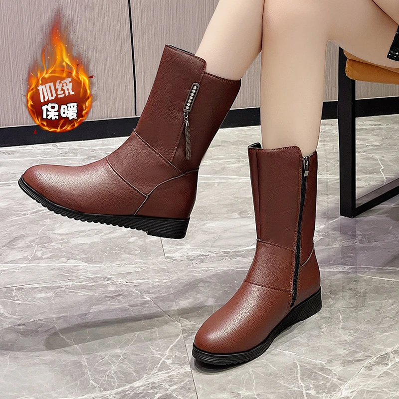 Shoes for Women New Winter Cold-proof and Warm Platform Women Boots Simple and Versatile Lady Mid-calf Boots Zapatos Size 35-42