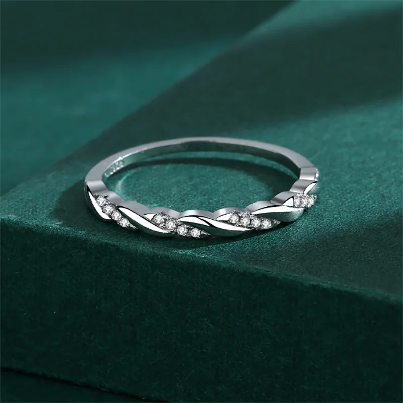 2022 NEW Fashion Wrap Rings For Women Real S925 Silver Elegant Finger Crystal Diamond Rhinestone Zircon Dainty Gift Jewelry
