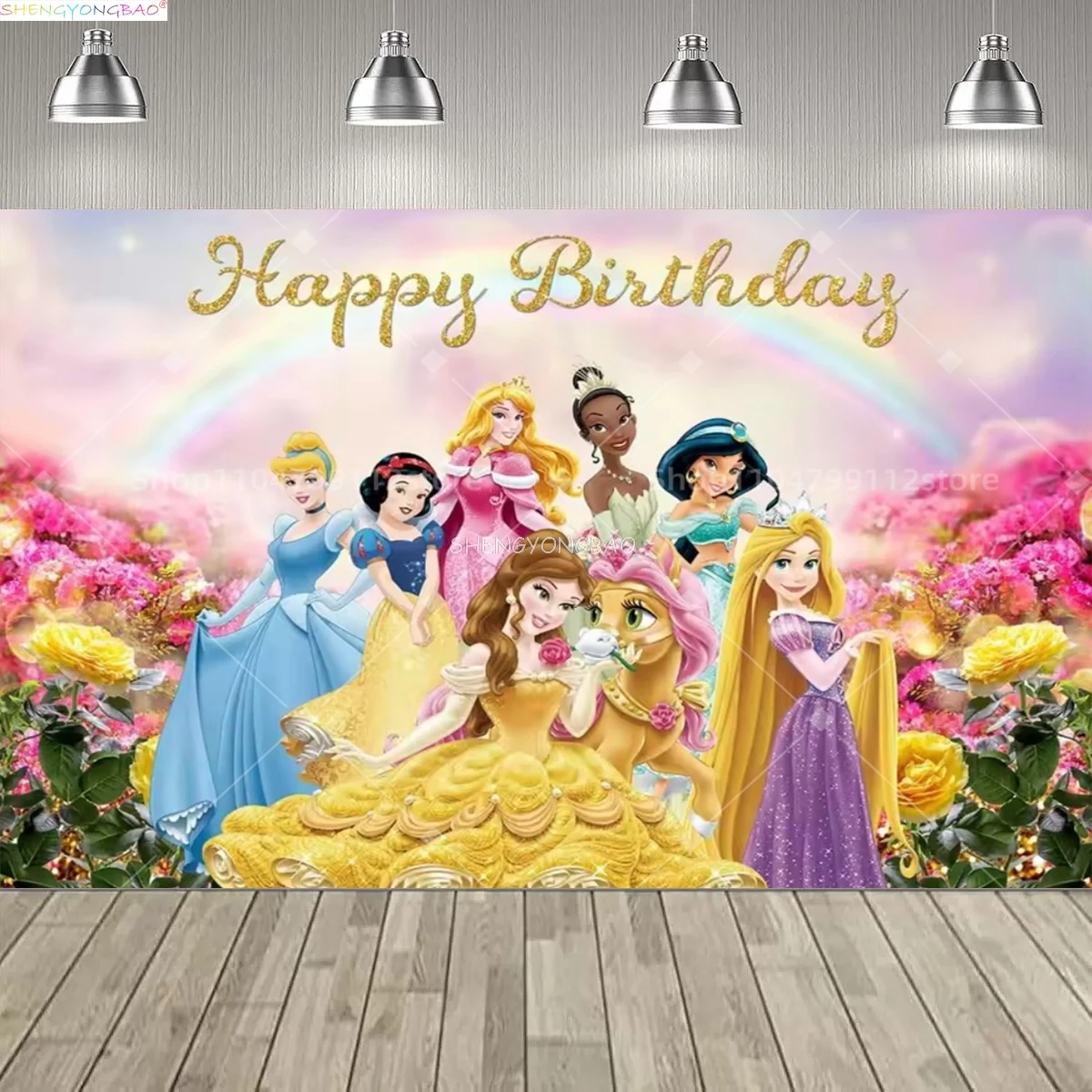 

Disney Princess Snow White Cinderella Background Girl Kids Birthday Party Decoration Baby Baptist Photography Backdrops ER-01