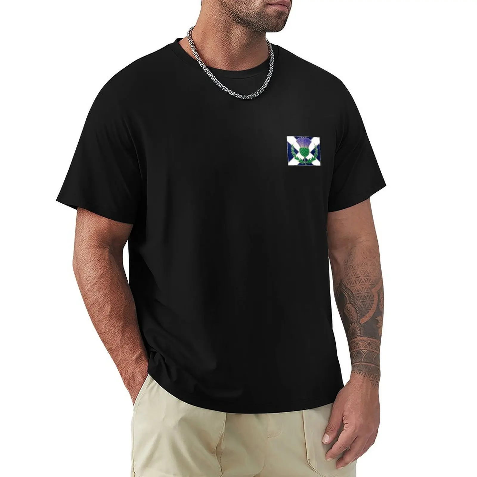 

Flag of Scotland and Thistle T-Shirt cotton man t-shirts customs t shirts men