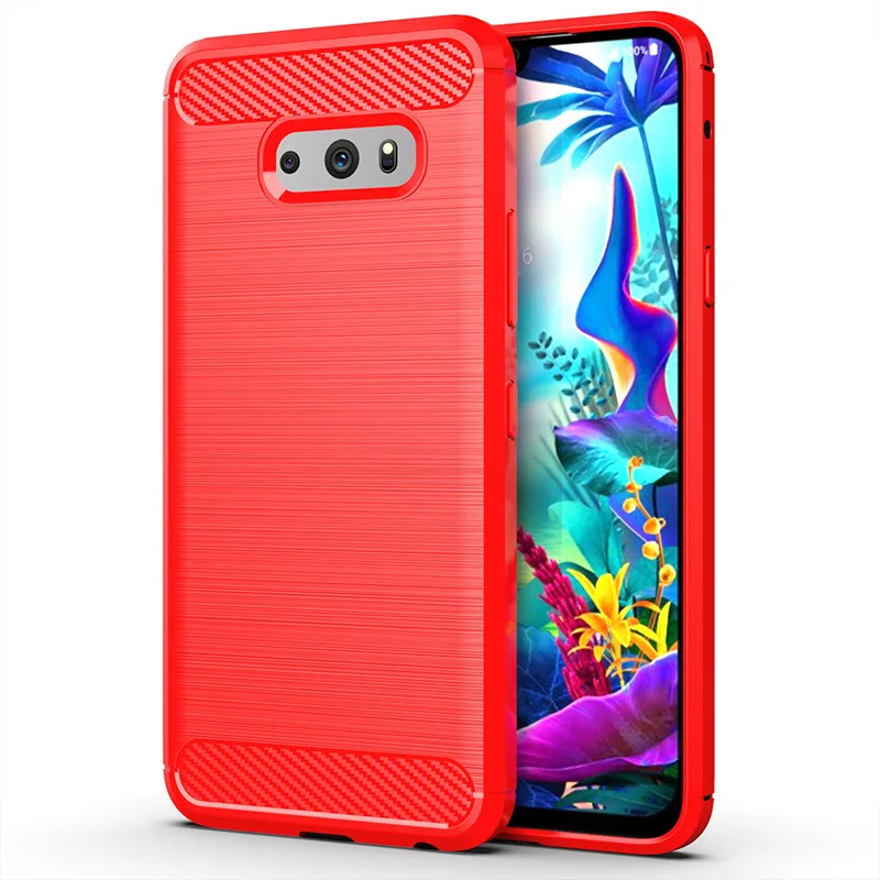 

Silicone Case for LG G8X ThinQ V50 thinq Shockproof Carbon Fiber Phone Cover For lg v50s thinq Soft TPU Cases Coque Fundas