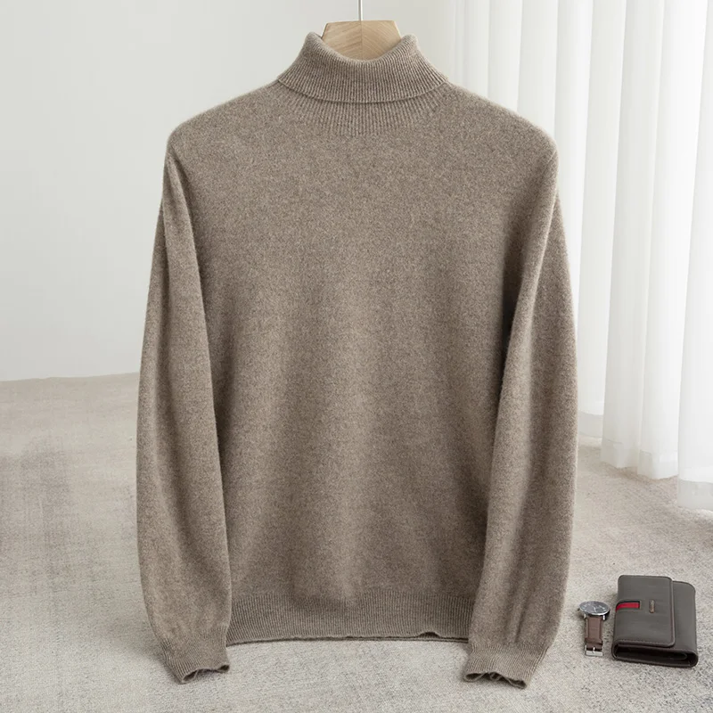 

Men's Turtleneck 100% Merino Wool Sweater Men 2023 Autumn and Winter Large Size Loose Knitted Sweater Keep Warm Top Men Jumper