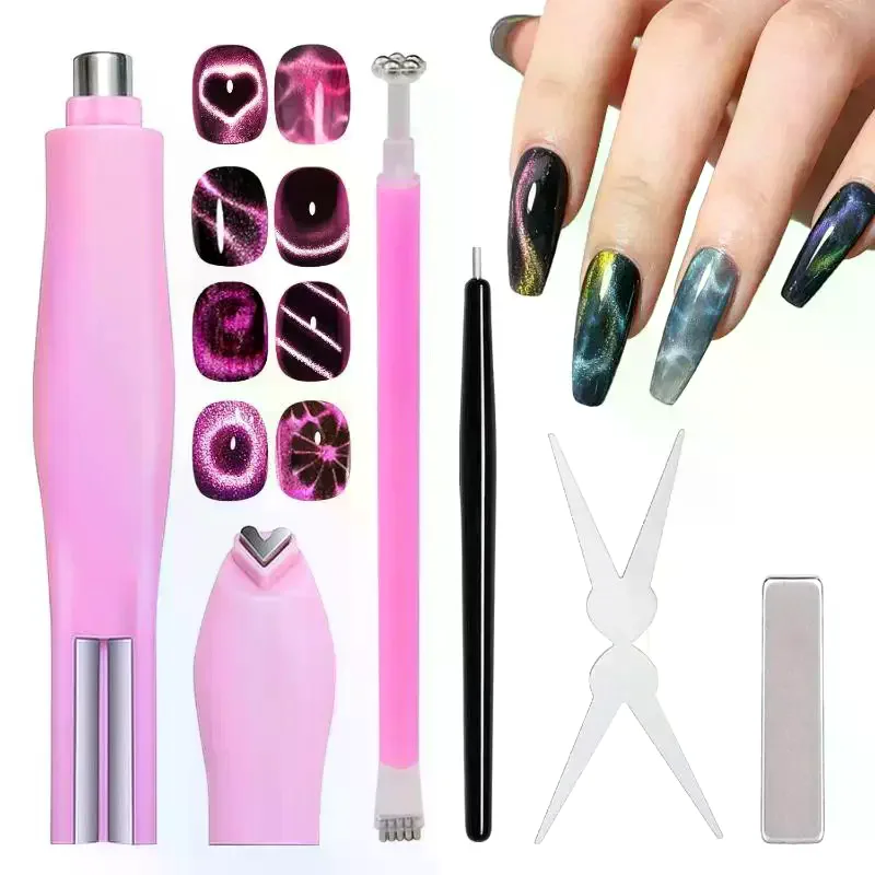 

5Pcs Cat Eye Magnetic Nail Art Tool Set French Cat Eye Magnetic Nail Art Stick Multi Functional Magnetic Tool Home & Salon DIY