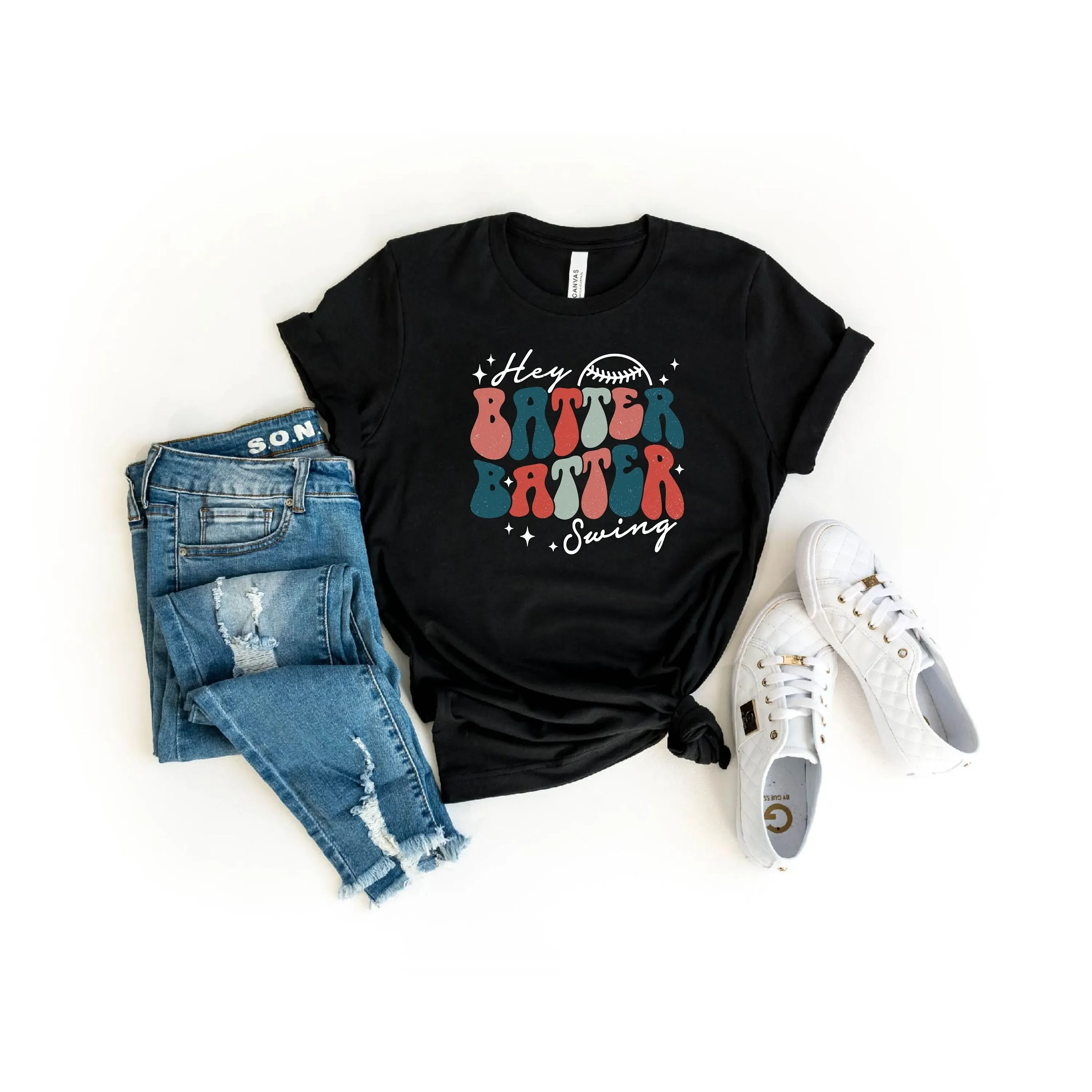 Hey Batter Swing T Shirt Baseball Sports Lover Game Day Season Mothers Fan